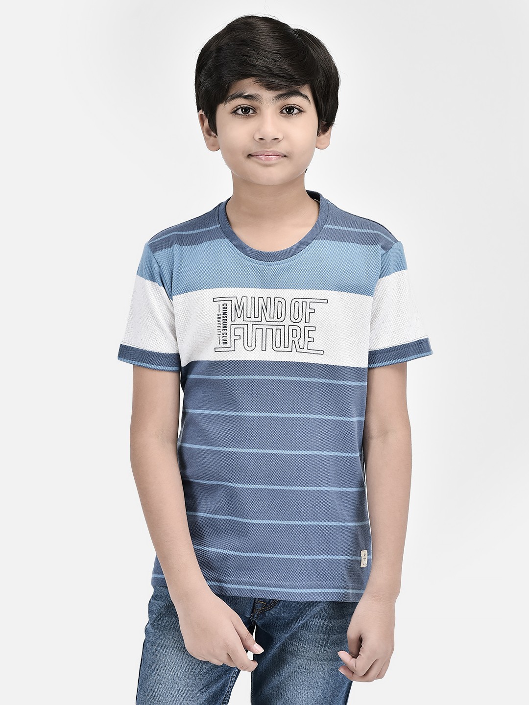 

Crimsoune Club Boys Slim Fit Graphic Printed Round Neck T-shirt, Blue