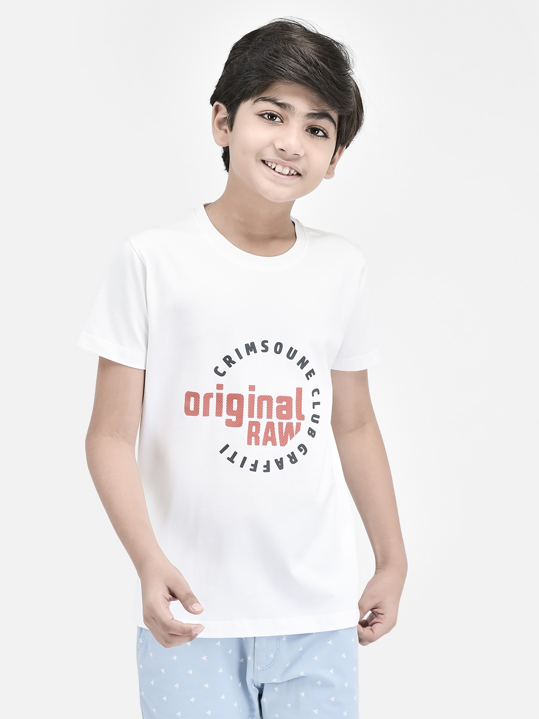 

Crimsoune Club Boys Slim Fit Typography Printed Round Neck T-shirt, White