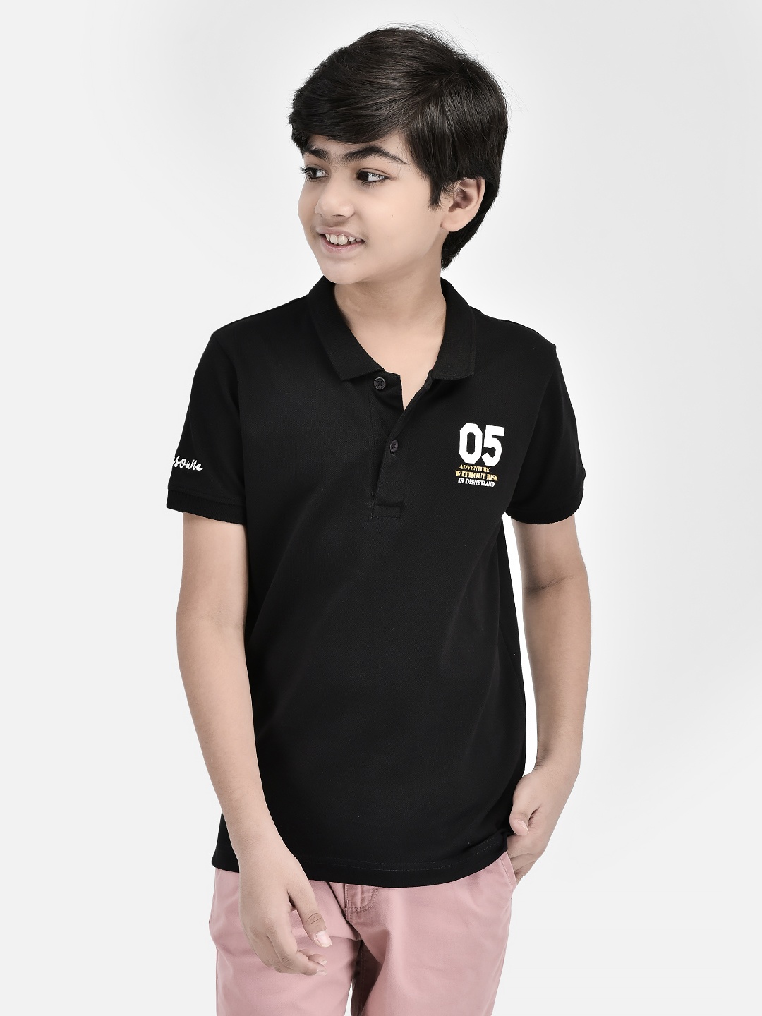 

Crimsoune Club Boys Slim Fit Polo Collar T-shirt, Black