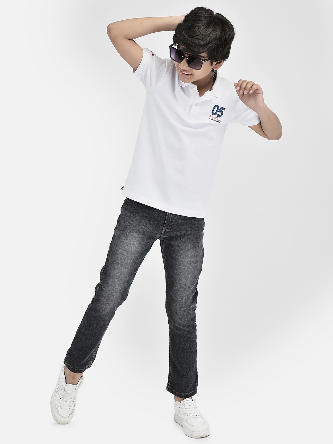 

Crimsoune Club Boys Slim Fit Polo Collar T-shirt, White