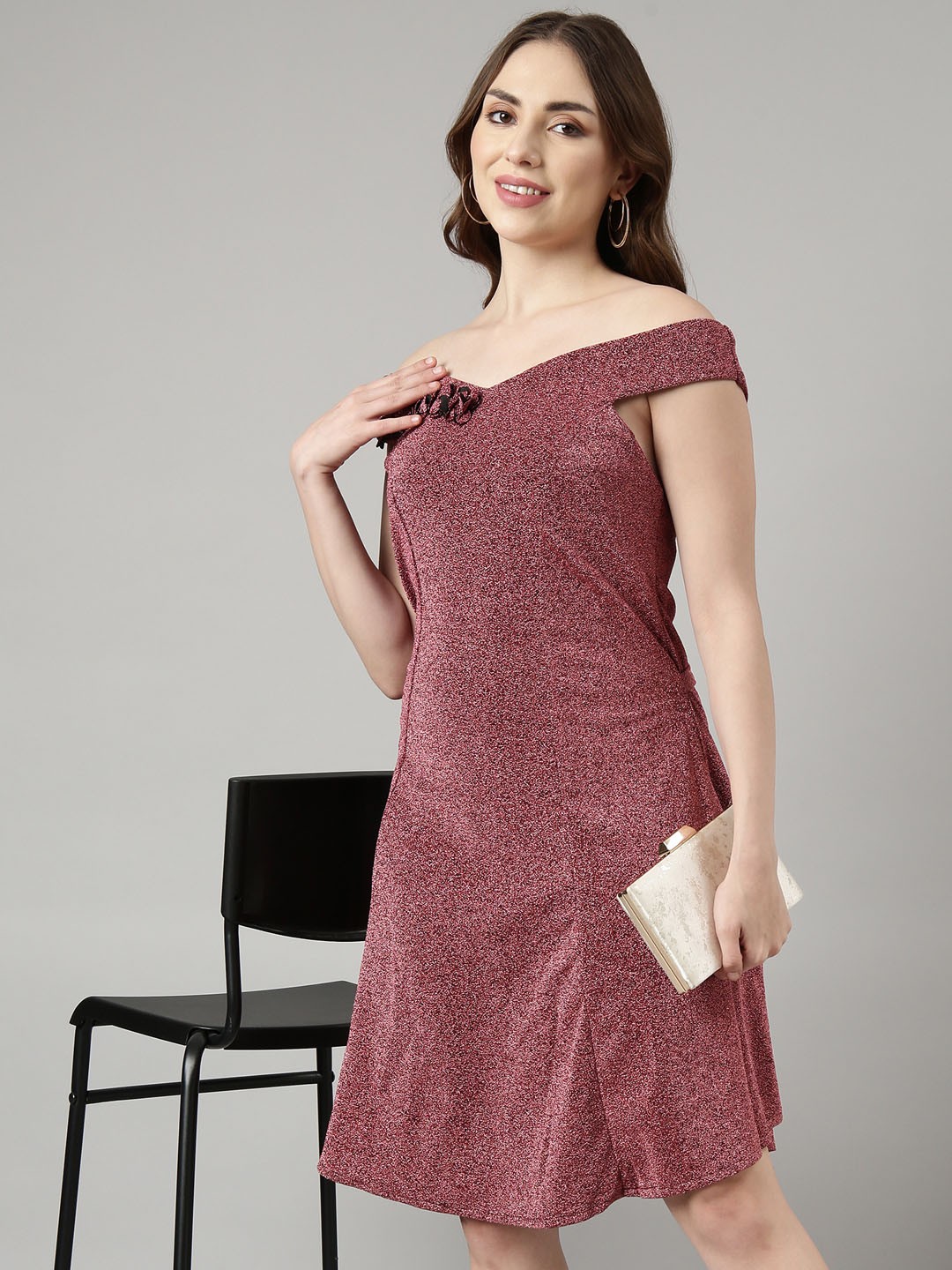 

SHOWOFF Off-Shoulder A-Line Dress, Pink