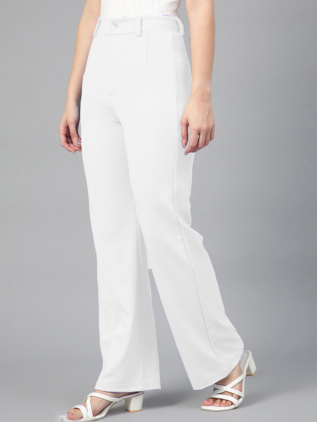 

N N ENTERPRISE Women Original High-Rise Trousers, White