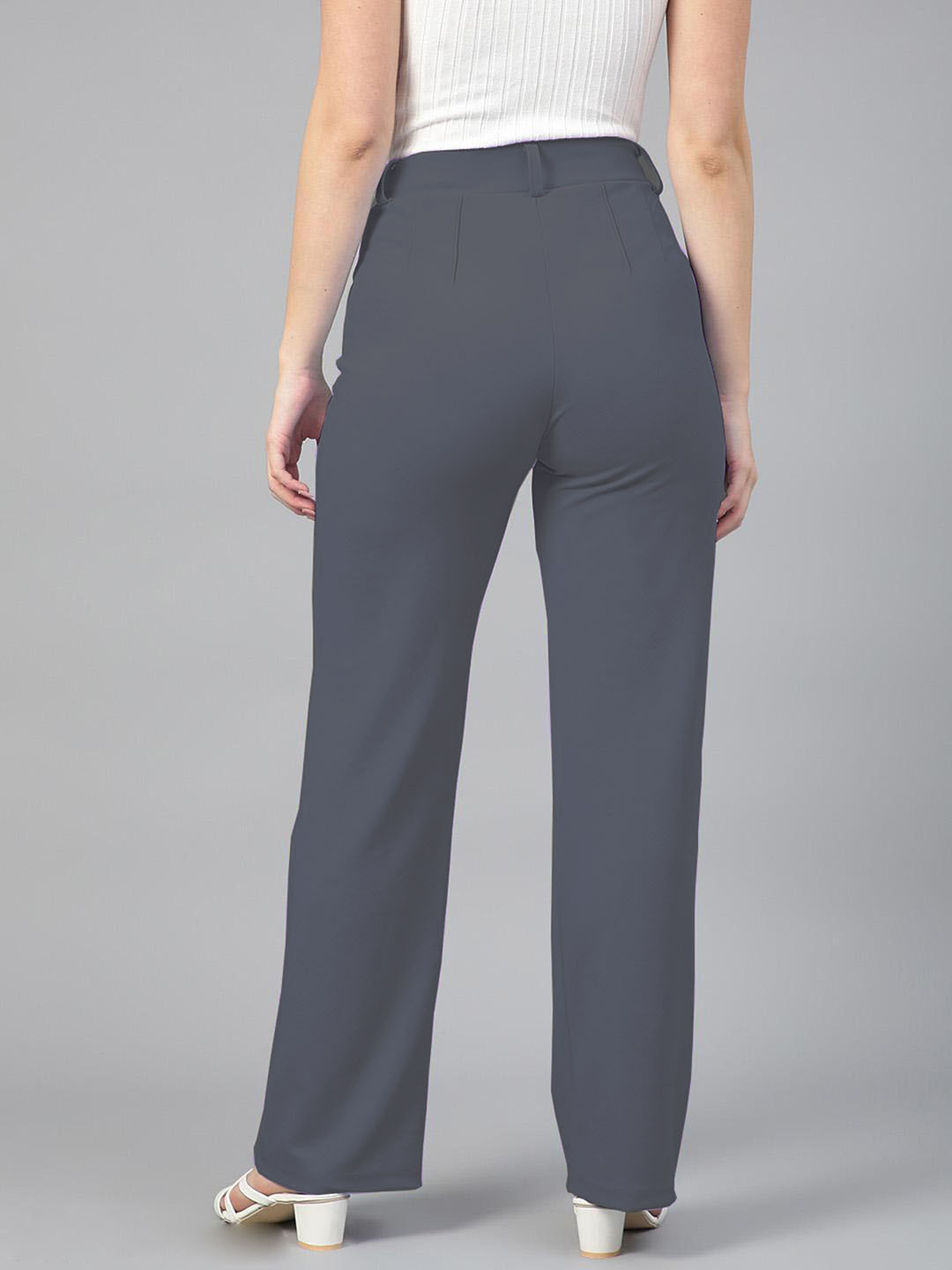 

N N ENTERPRISE Women Original High Rise Regular Fit Parallel Trouser, Grey