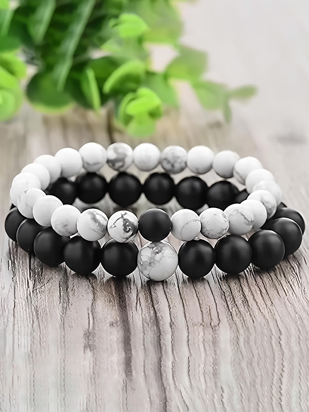 

KARISHMA KREATIONS Unisex Set Of 2 Elasticated Bracelet, Black