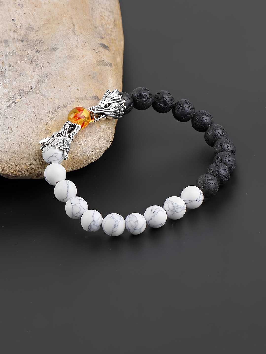 

KARISHMA KREATIONS Unisex Set Of 2 Beaded Elasticated Bracelet, Black