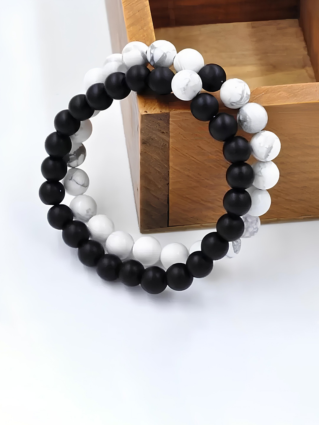 

KARISHMA KREATIONS Unisex Set Of 2 Elasticated Bracelet, Black