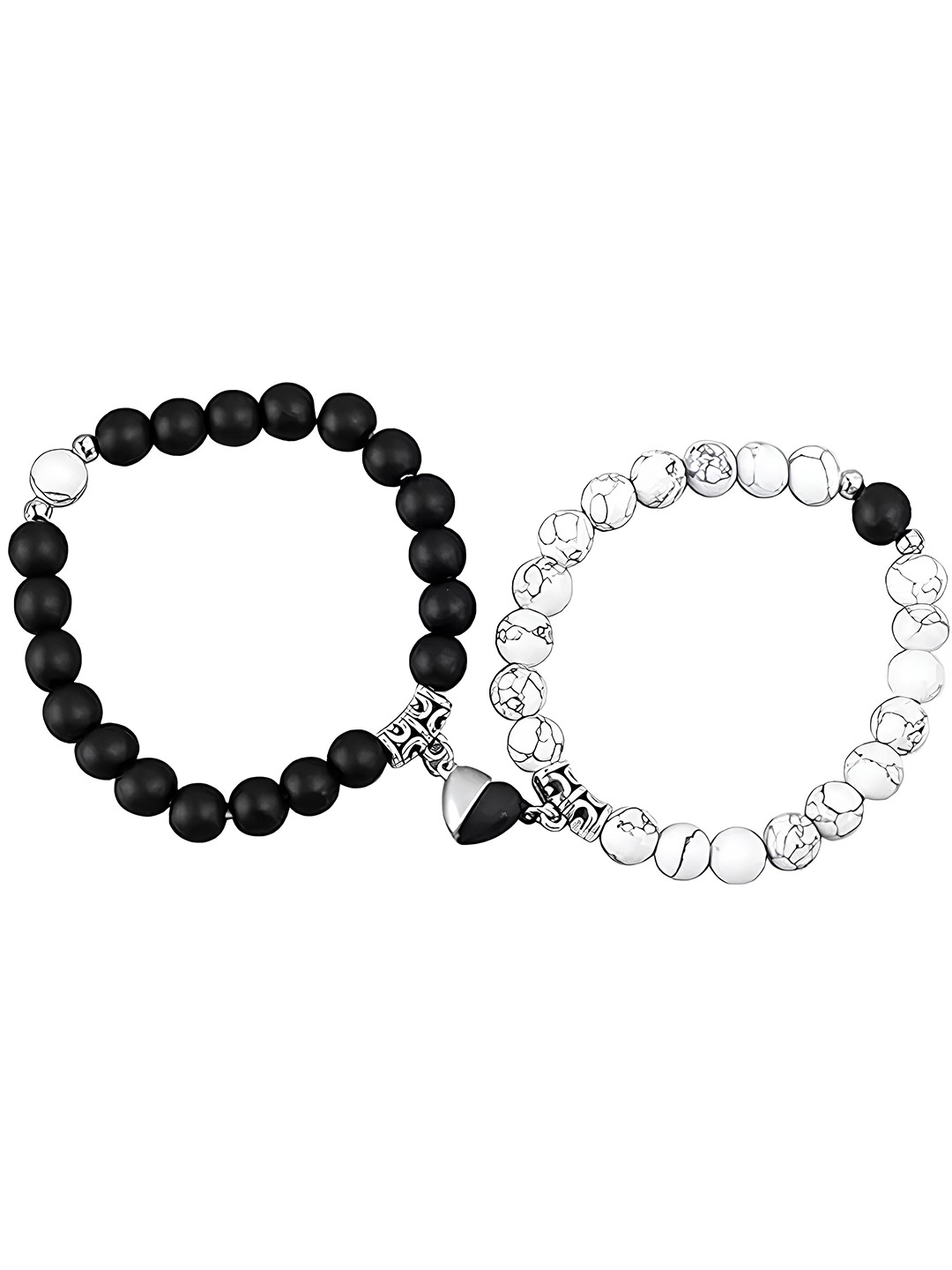 

KARISHMA KREATIONS Unisex Set of 2 Beaded Elasticated Couple Bracelets, Black