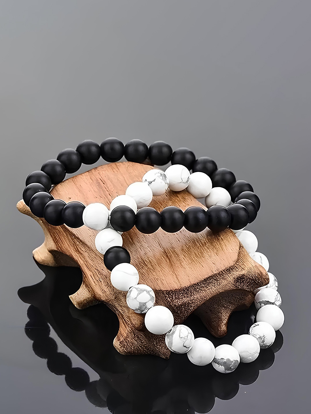 

KARISHMA KREATIONS Unisex Set Of 2 Elasticated Bracelet, Black