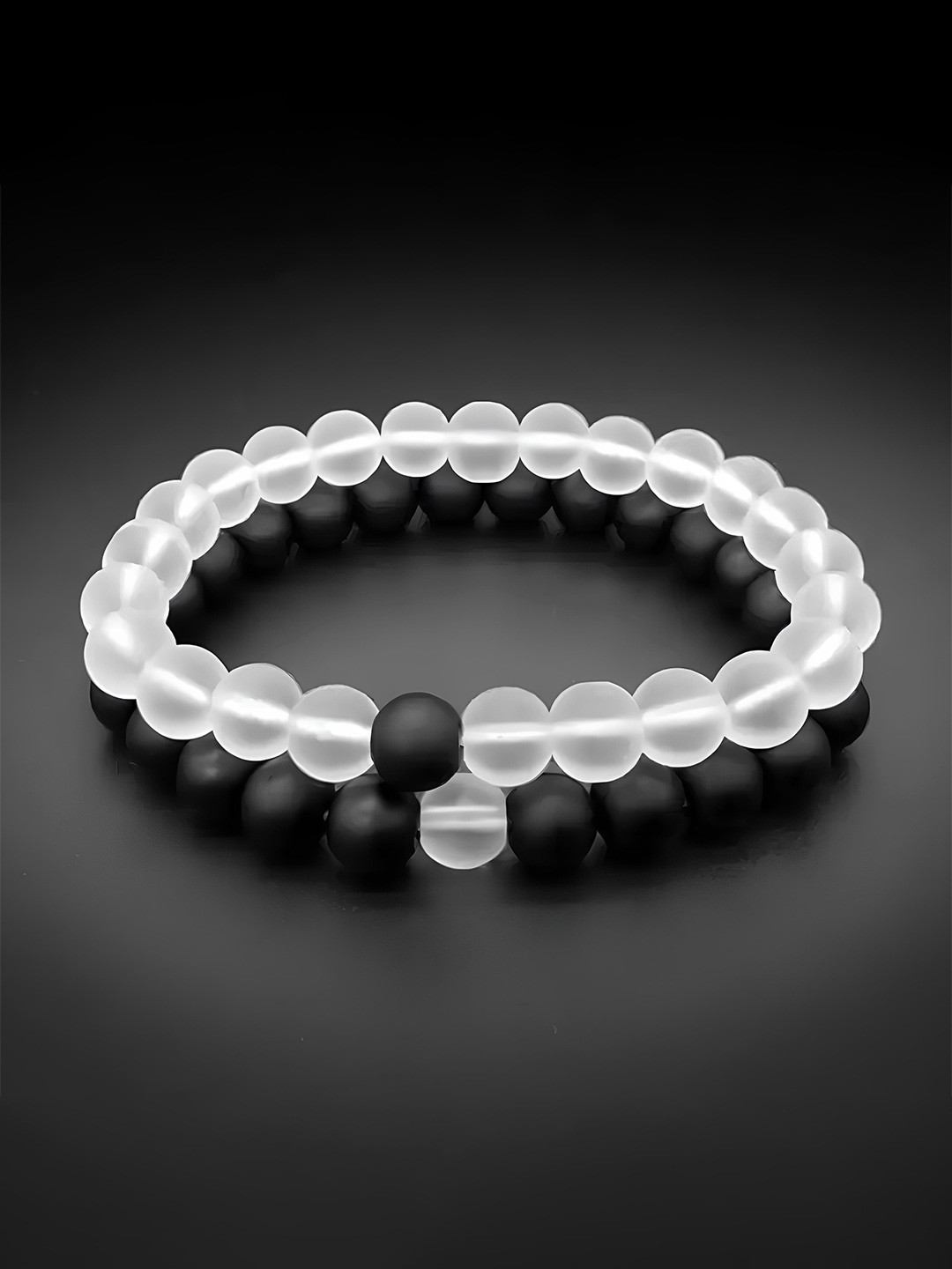 

KARISHMA KREATIONS Unisex Set Of 2 Artificial Beads Bracelet, Black