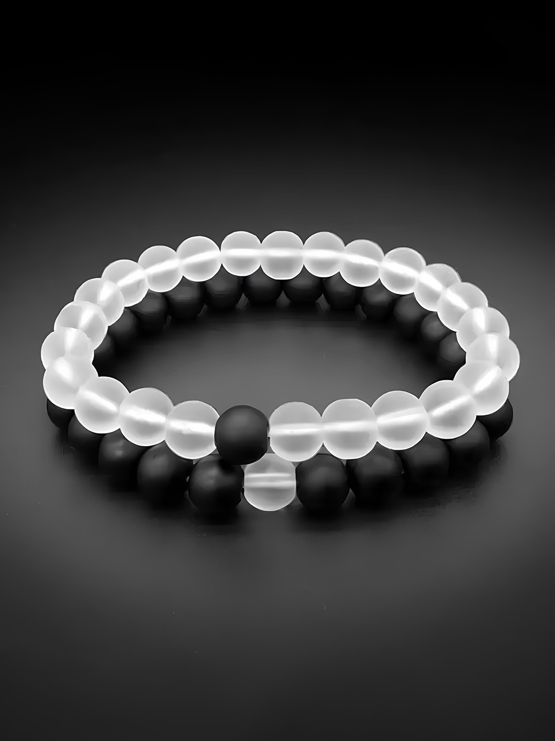 

KARISHMA KREATIONS Unisex Set Of 2 Artificial Beads Bracelet, Black