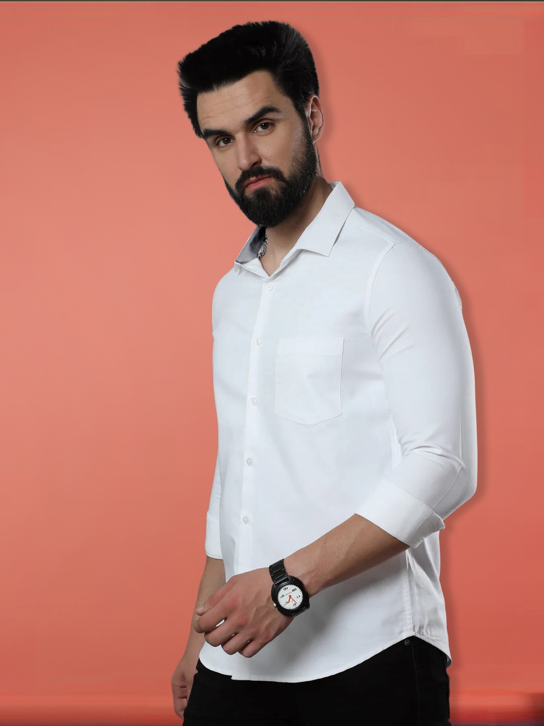 

1 Stop Fashion Pack Of 2 Standard Spread Collar Chest Pocket Cotton Casual Shirt, White