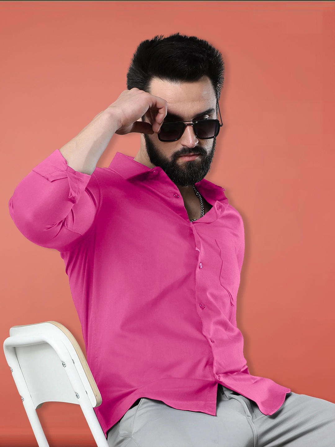 

1 Stop Fashion Pack of 2 Spread Collar Long Sleeve Cotton Formal Shirt, Pink