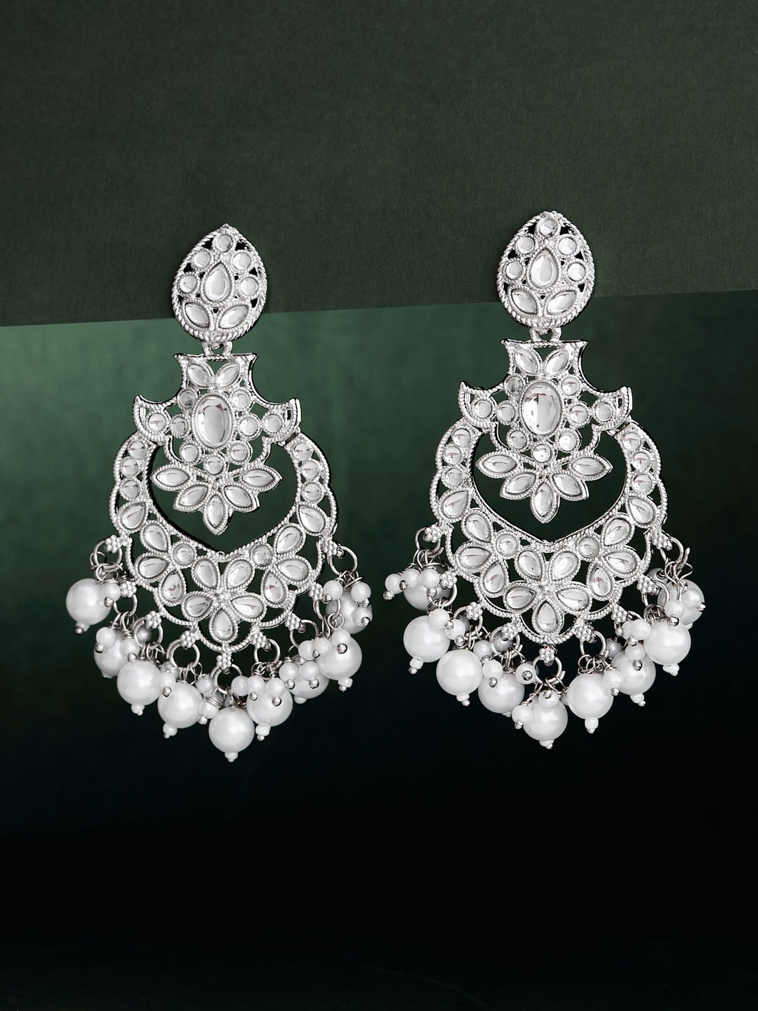 

ATIBELLE Silver Plated Contemporary Chandbalis