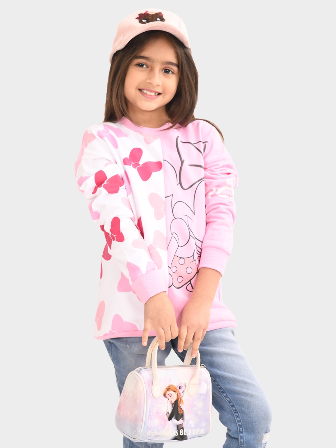 

BONKIDS Girls Graphic Printed Cotton Pullover Sweatshirt, Pink