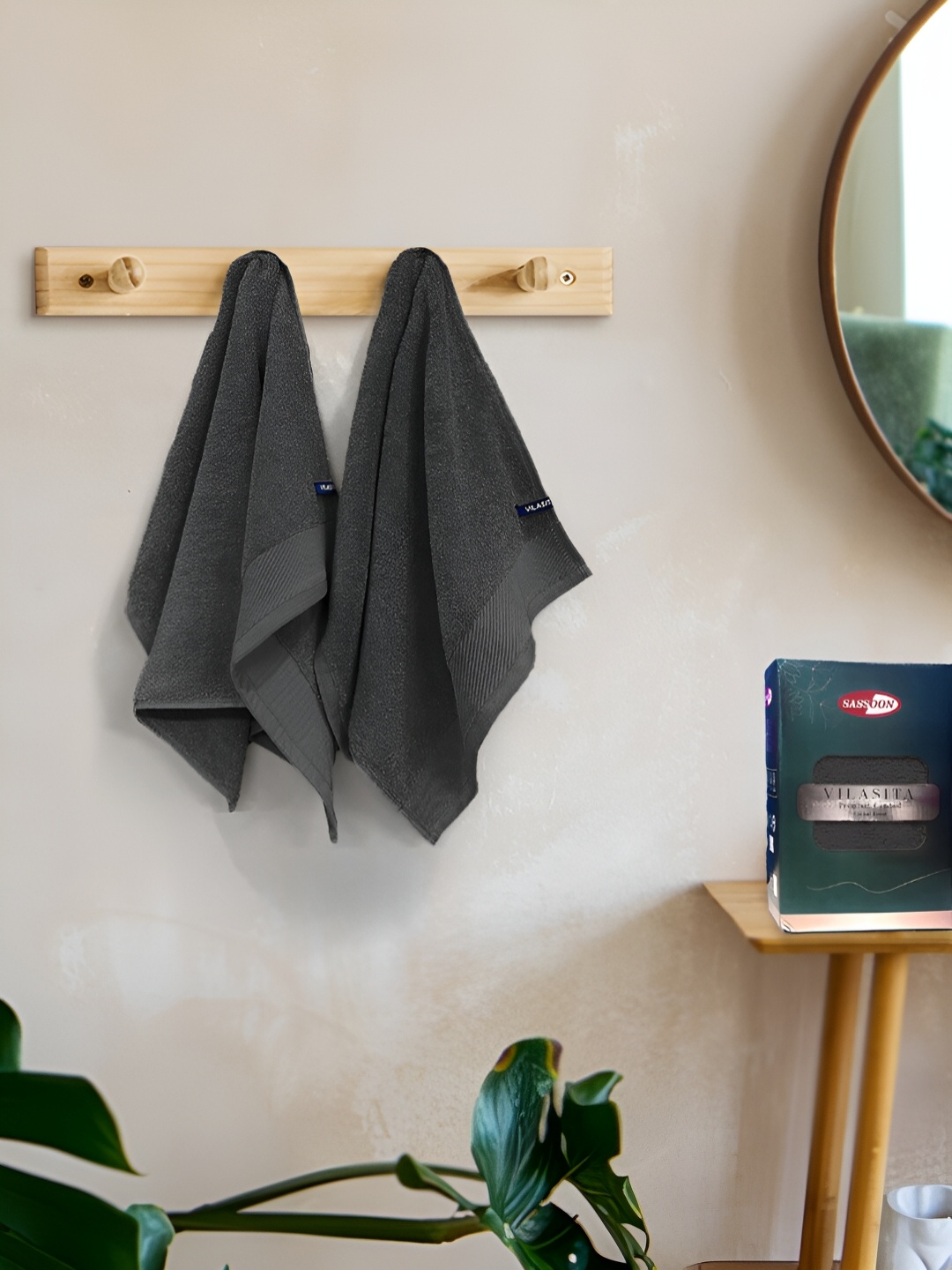 

Sassoon Grey 2 Pieces Cotton 650 GSM Hand Towels