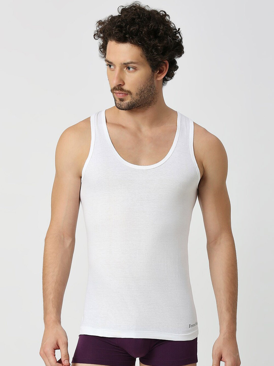 

FRENCHIE Pack Of 2 Pure Cotton Innerwear Vests FR-MI-VS-OXYRN-10P-80-PO2, White