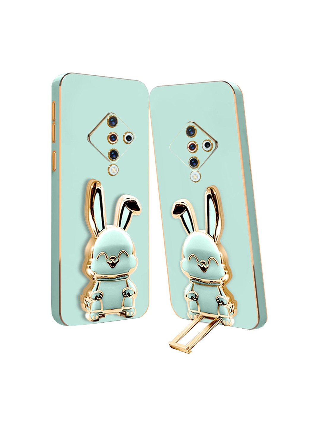 

Karwan Vivo S1 Pro Back Case With 3D Bunny Folding Stand, Green