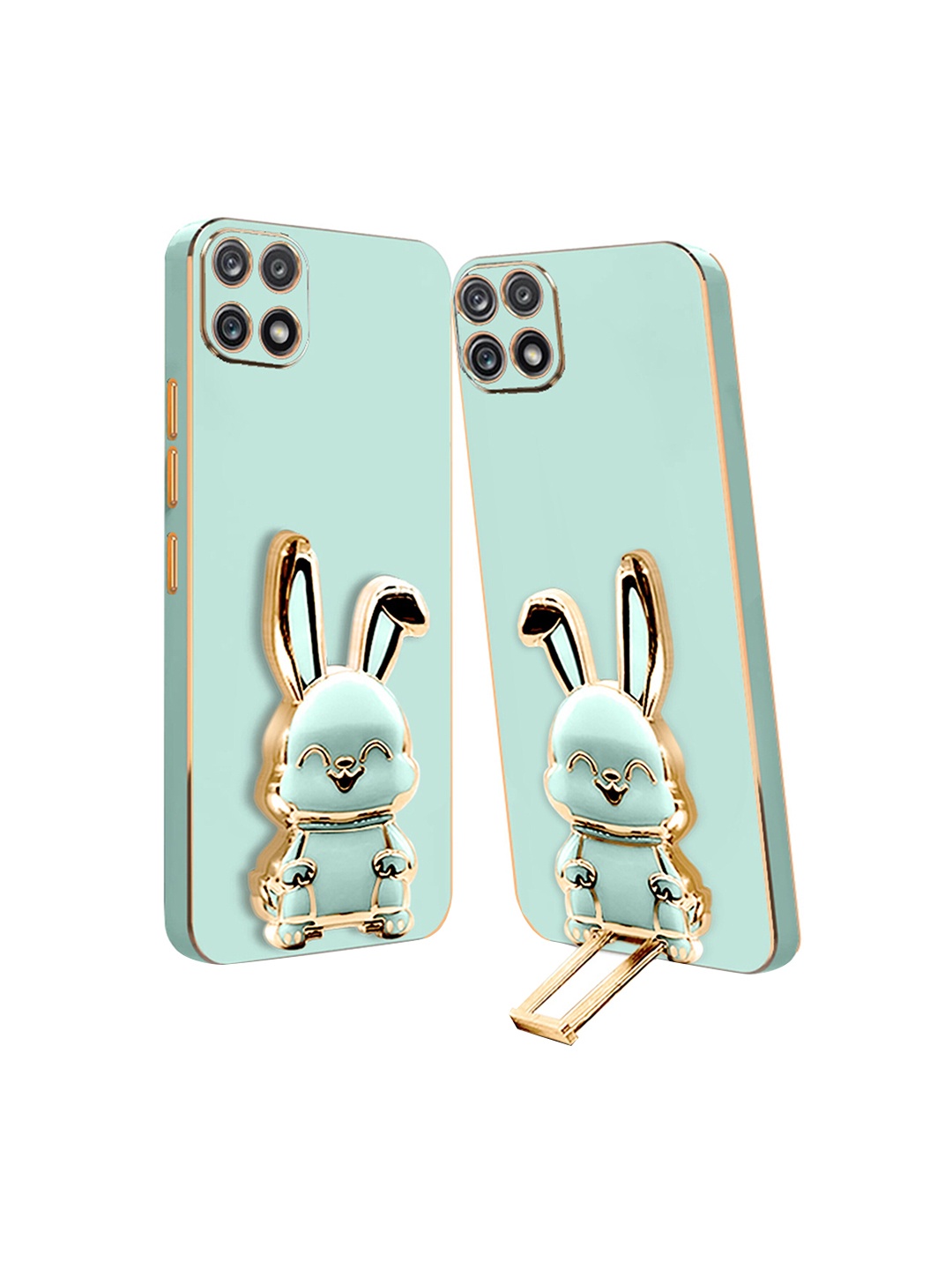 

Karwan Samsung A22 5G Back Case With 3D Bunny Folding Stand, Green
