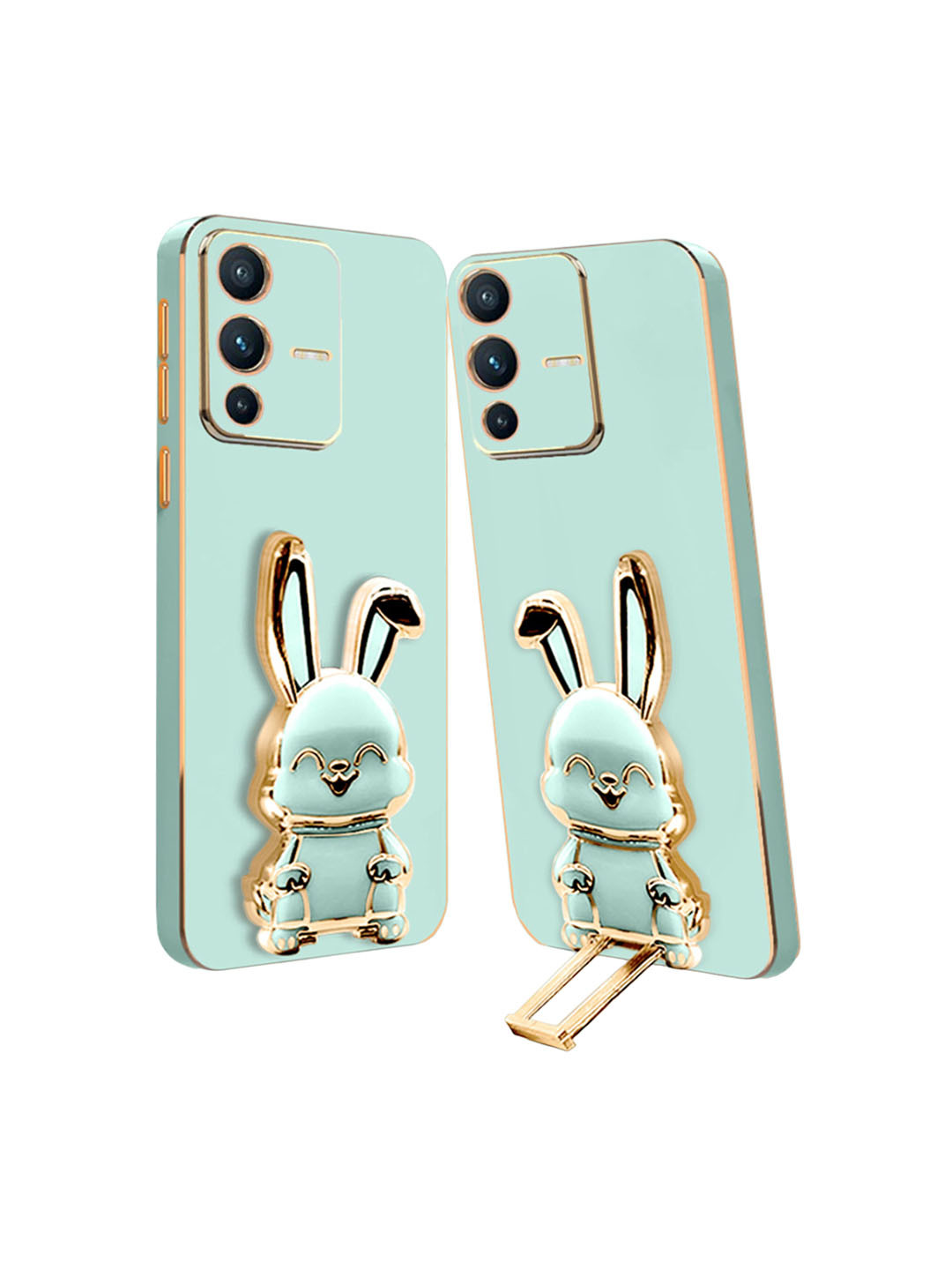 

Karwan 3D Bunny With Folding Stand Compatible Vivo V23 Pro Back Case, Green
