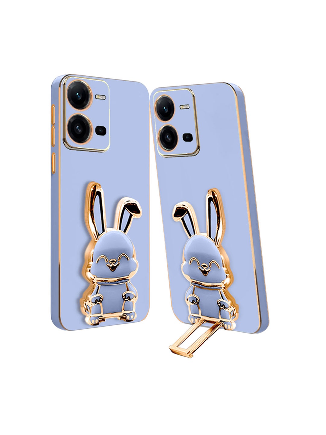 

Karwan Vivo V25 Back Case With 3D Bunny Folding Stand, Blue