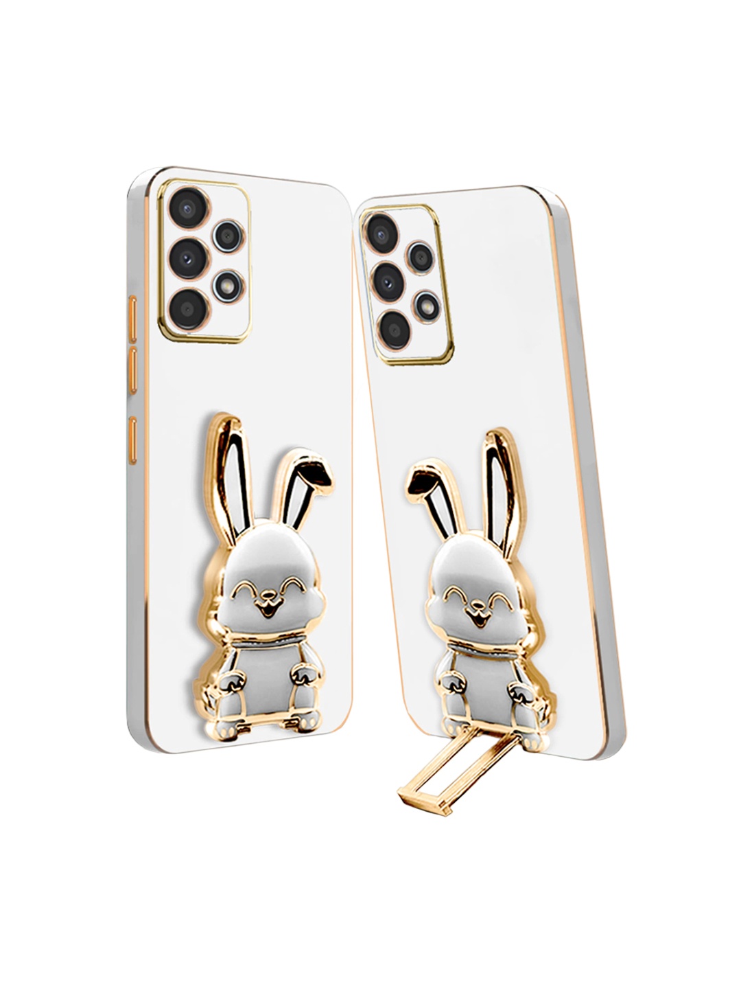 

Karwan Lightweight Samsung A23 4G Back Case With 3D Bunny Folding Stand, White
