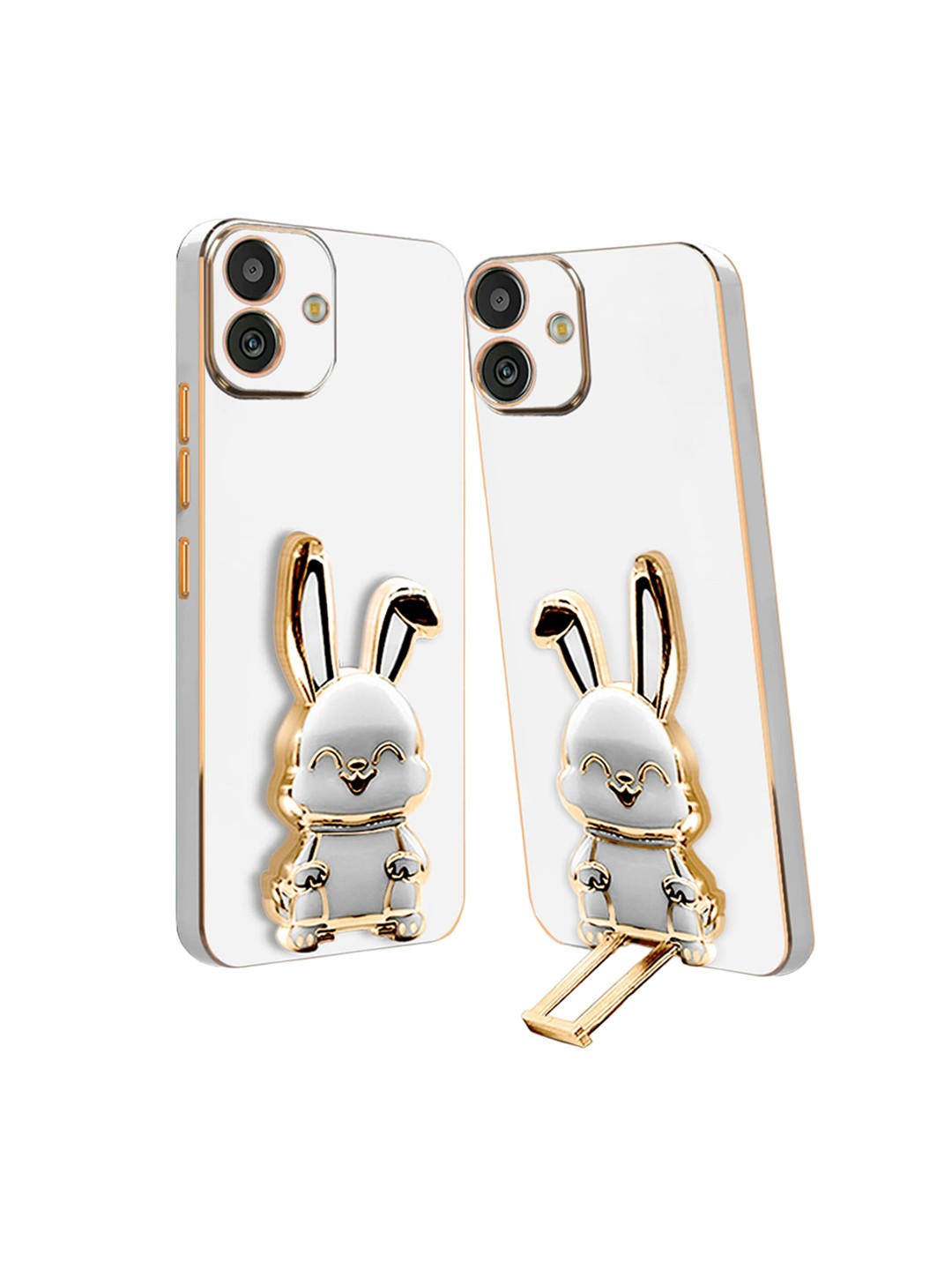 

Karwan Slip Proof Samsung M14 5G Back Case With 3D Bunny Folding Stand, White