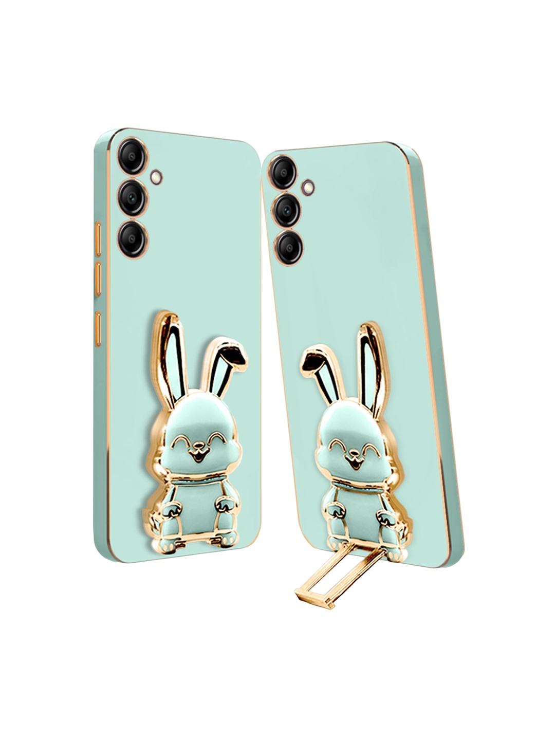 

Karwan Samsung A34 Back Case With 3D Bunny Folding Stand, Green