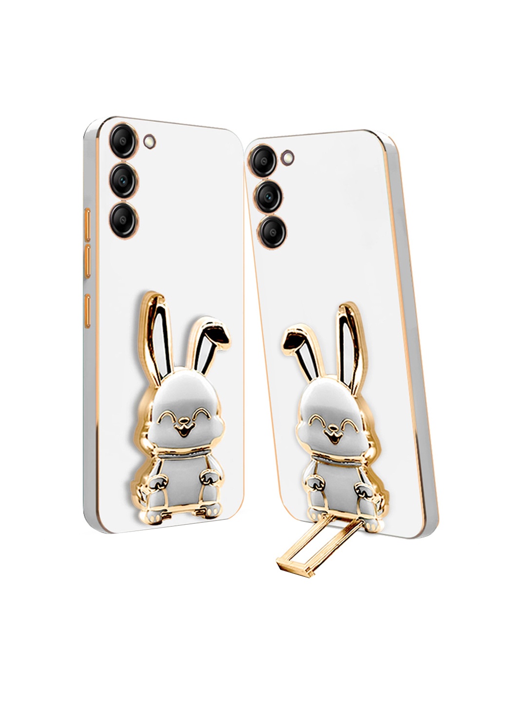 

Karwan 3D Bunny with Folding Stand Samsung S23 Back Case, White