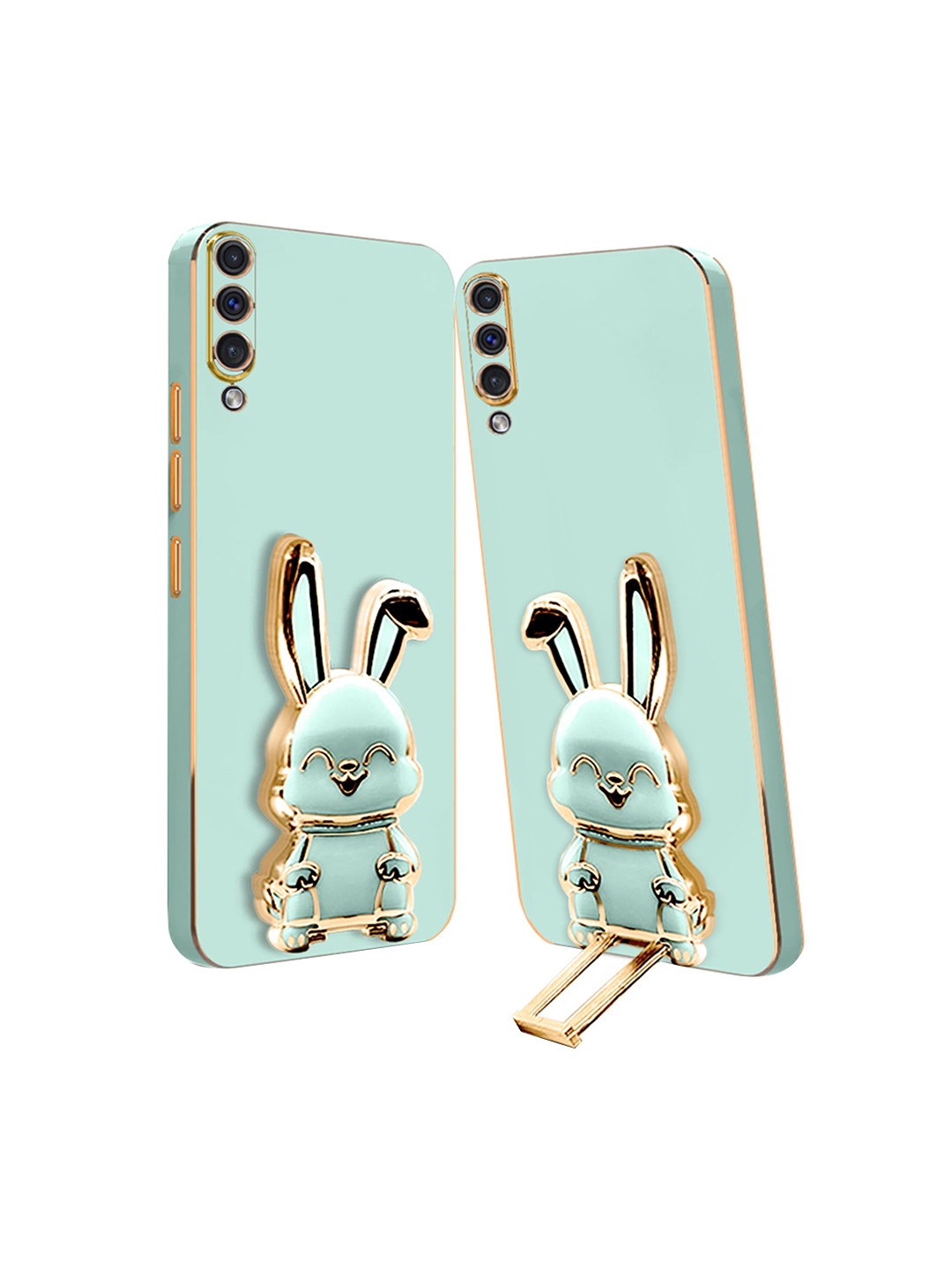 

Karwan Samsung A50 Back Case With 3D Bunny Folding Stand, Green
