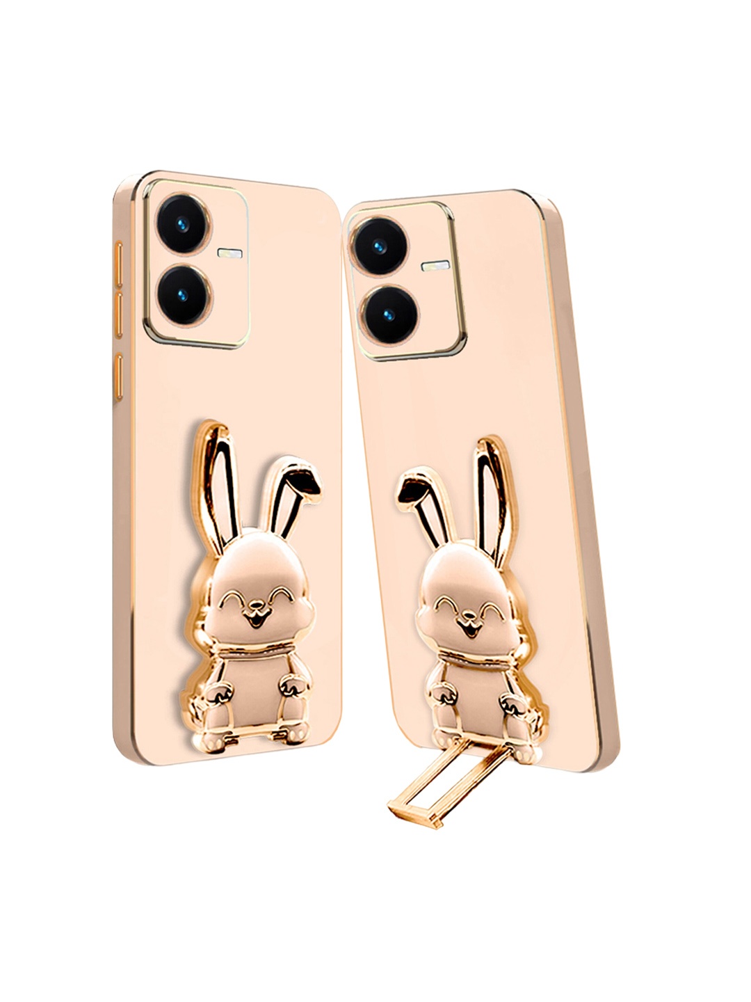 

Karwan Vivo Y22S 3D Bunny Back Case With Folding Stand, Pink