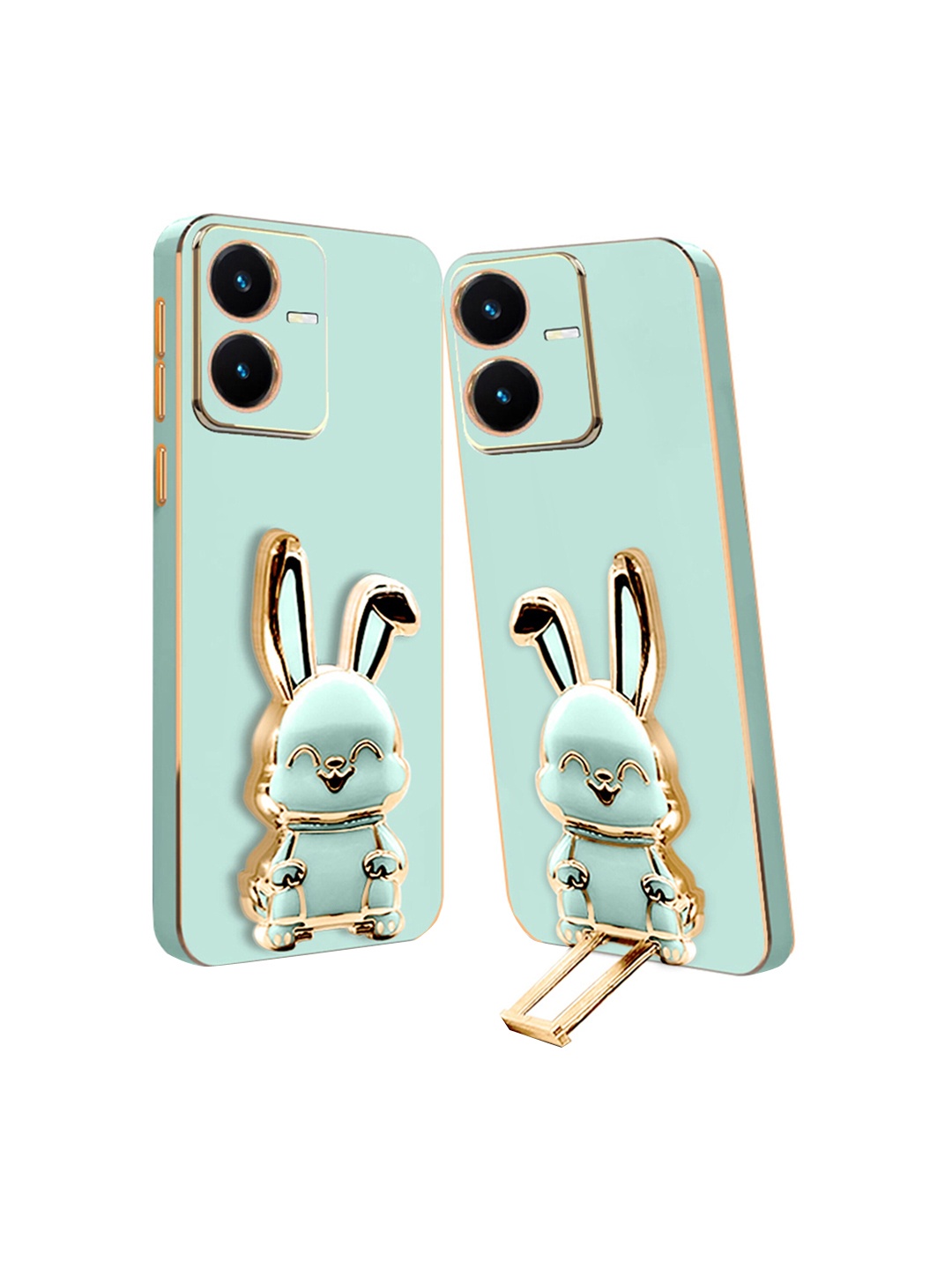 

Karwan Vivo Y22 Back Case With 3D Bunny Folding Stand, Green