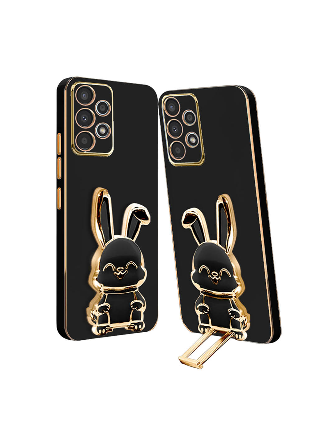 

Karwan Samsung A53 Back Case With 3D Bunny Folding Stand, Black