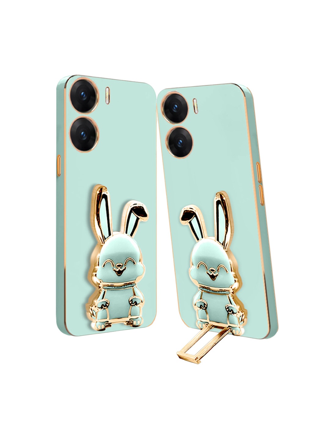 

Karwan Vivo V29E Back Case With 3D Bunny Folding Stand, Green
