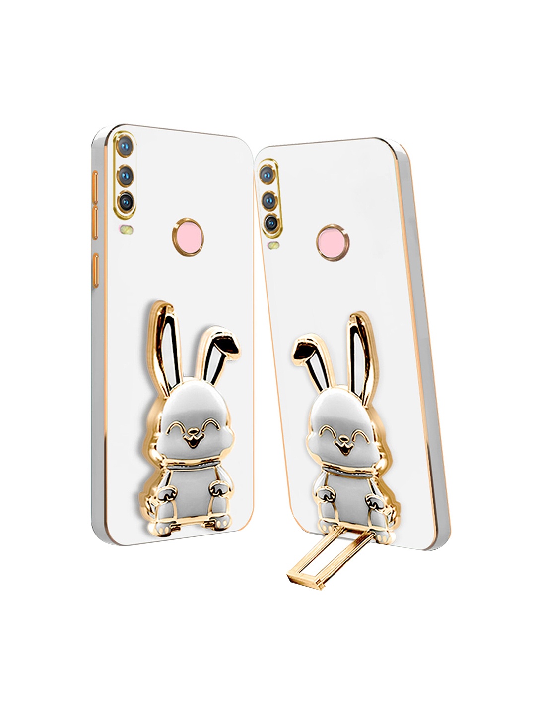 

Karwan Vivo Y17 Back Case With 3D Bunny Folding Stand, White