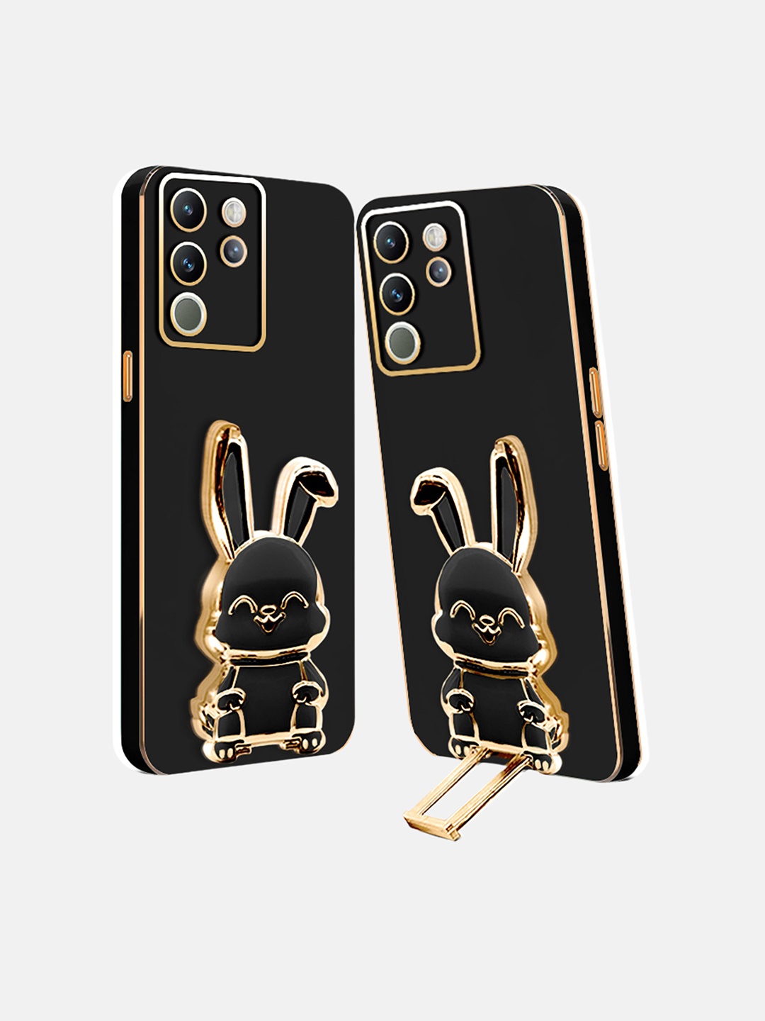 

Karwan 3D Bunny With Folding Stand Vivo V29 Pro Back Case, Black