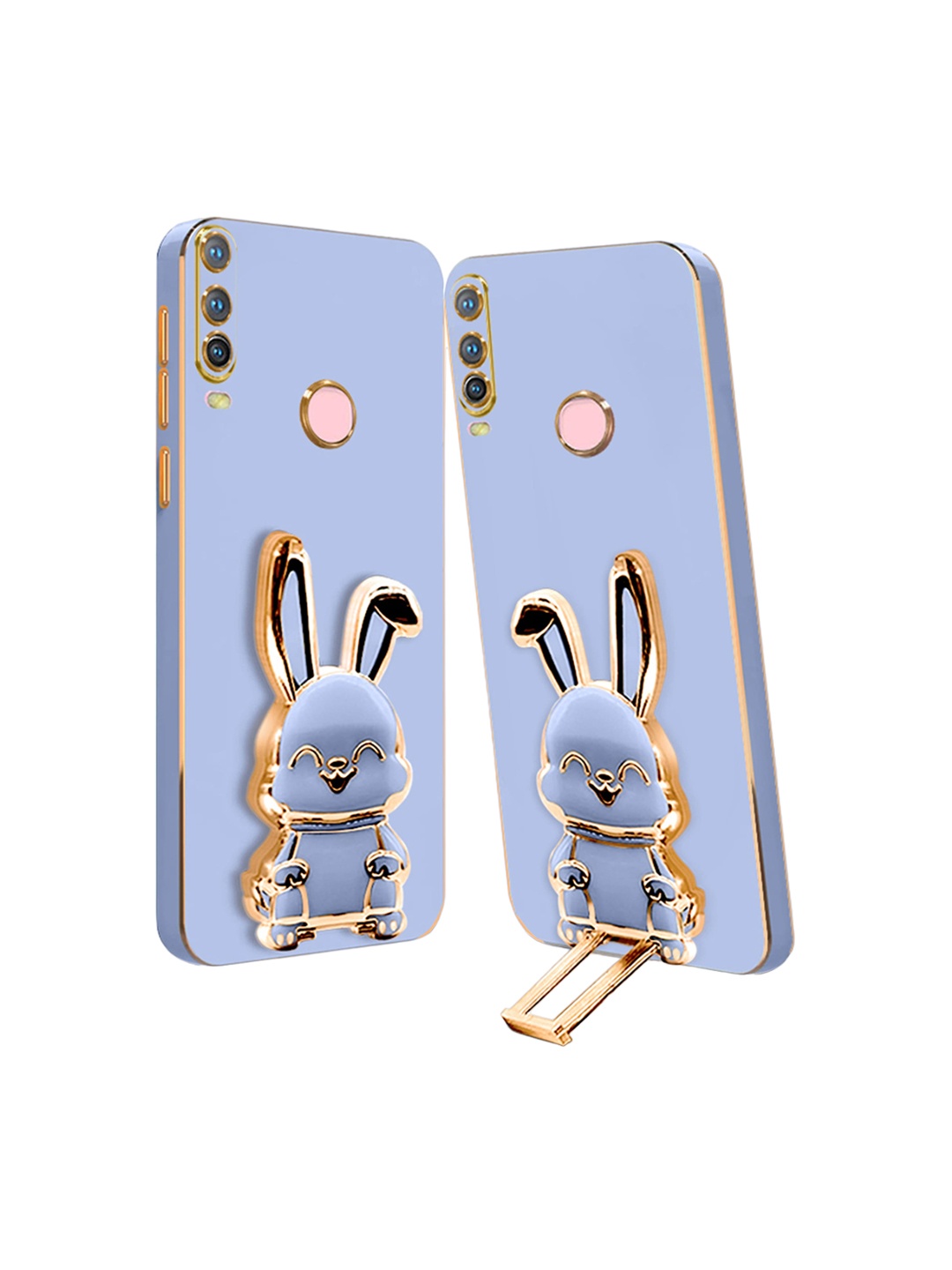 

Karwan Vivo Y15 Back Case With 3D Bunny Folding Stand, Blue