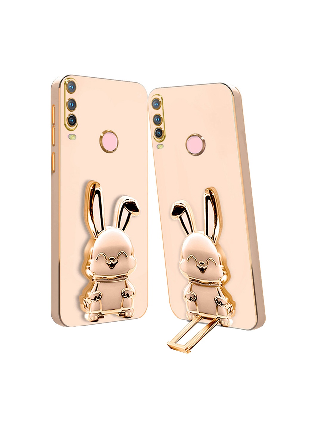 

Karwan 3D Bunny with Folding Stand Vivo Y15 Back Case, Pink