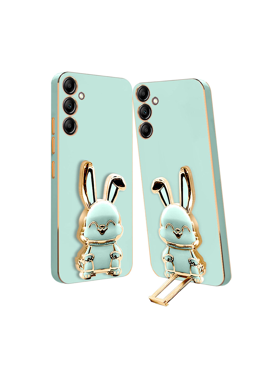 

Karwan Samsung F23 Back Case With 3D Bunny Folding Stand, Green