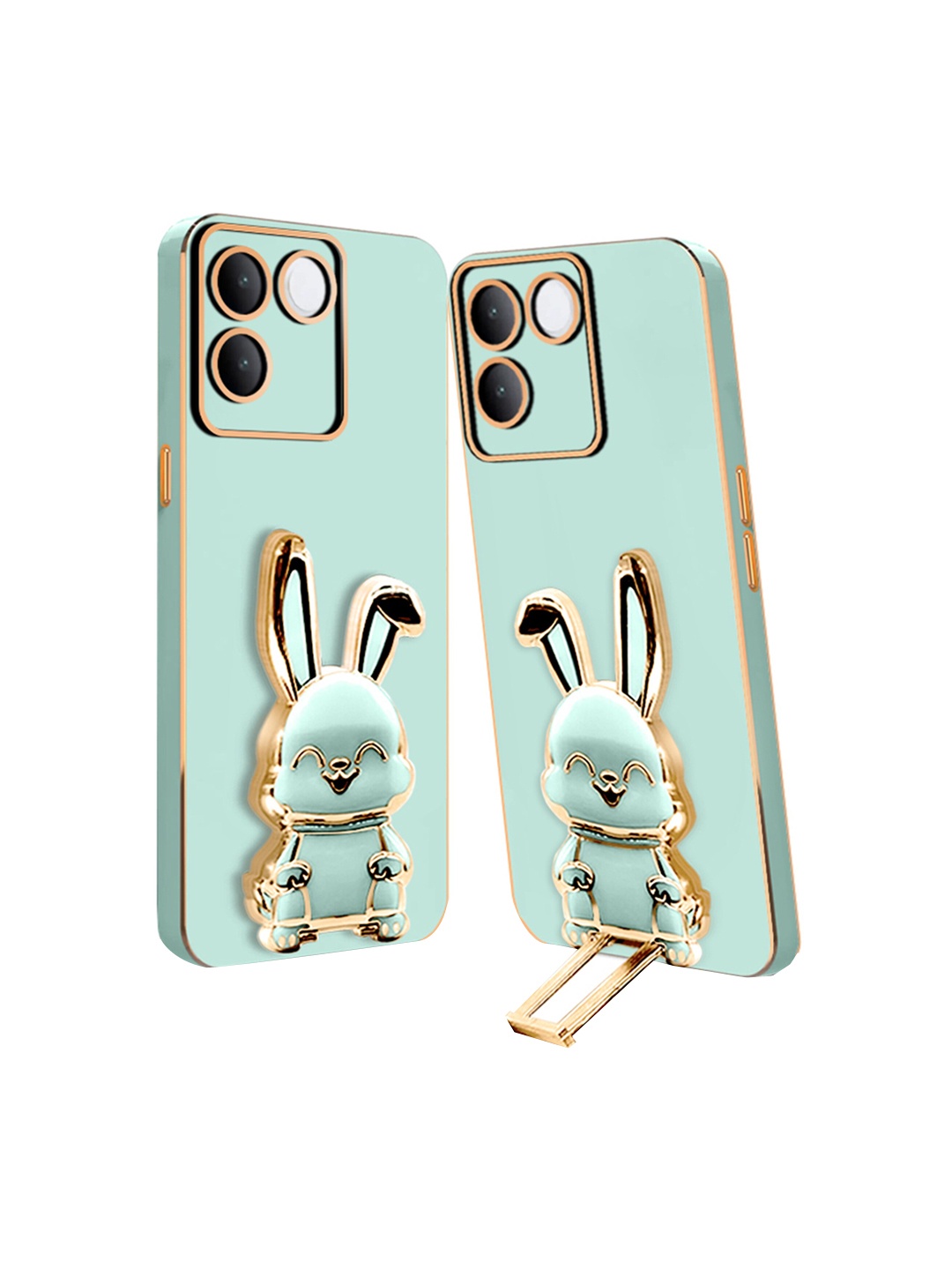 

Karwan 3D Bunny With Folding Stand Compatible IQOO 7 Pro Back Cover Case, Green