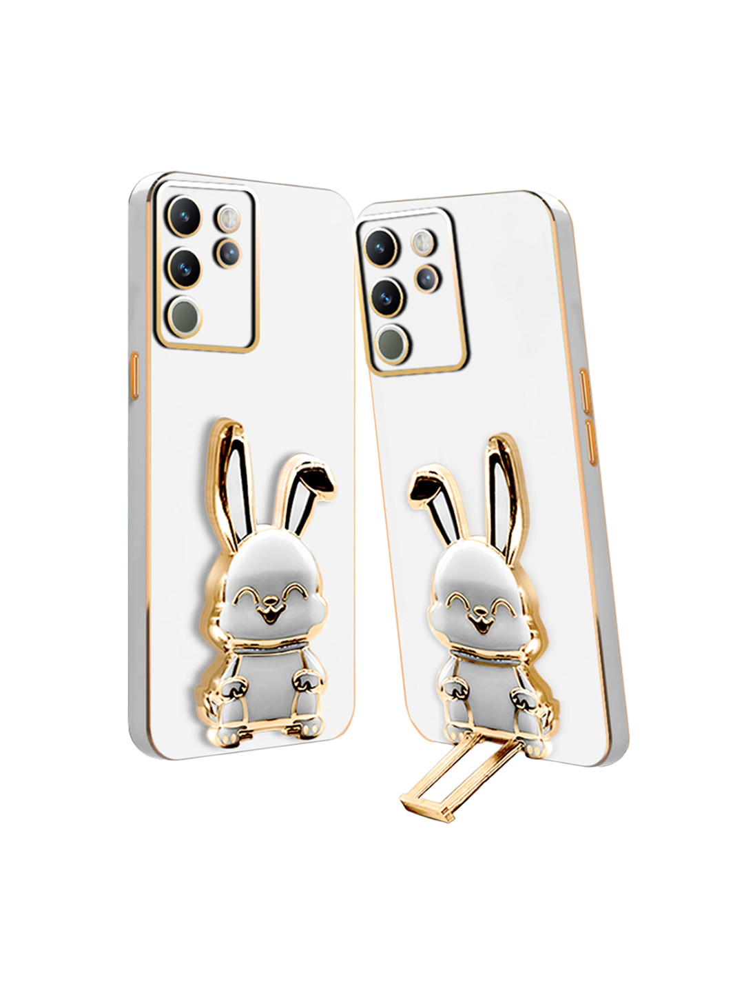 

Karwan Vivo V29 Back Case With 3D Bunny Folding Stand, White