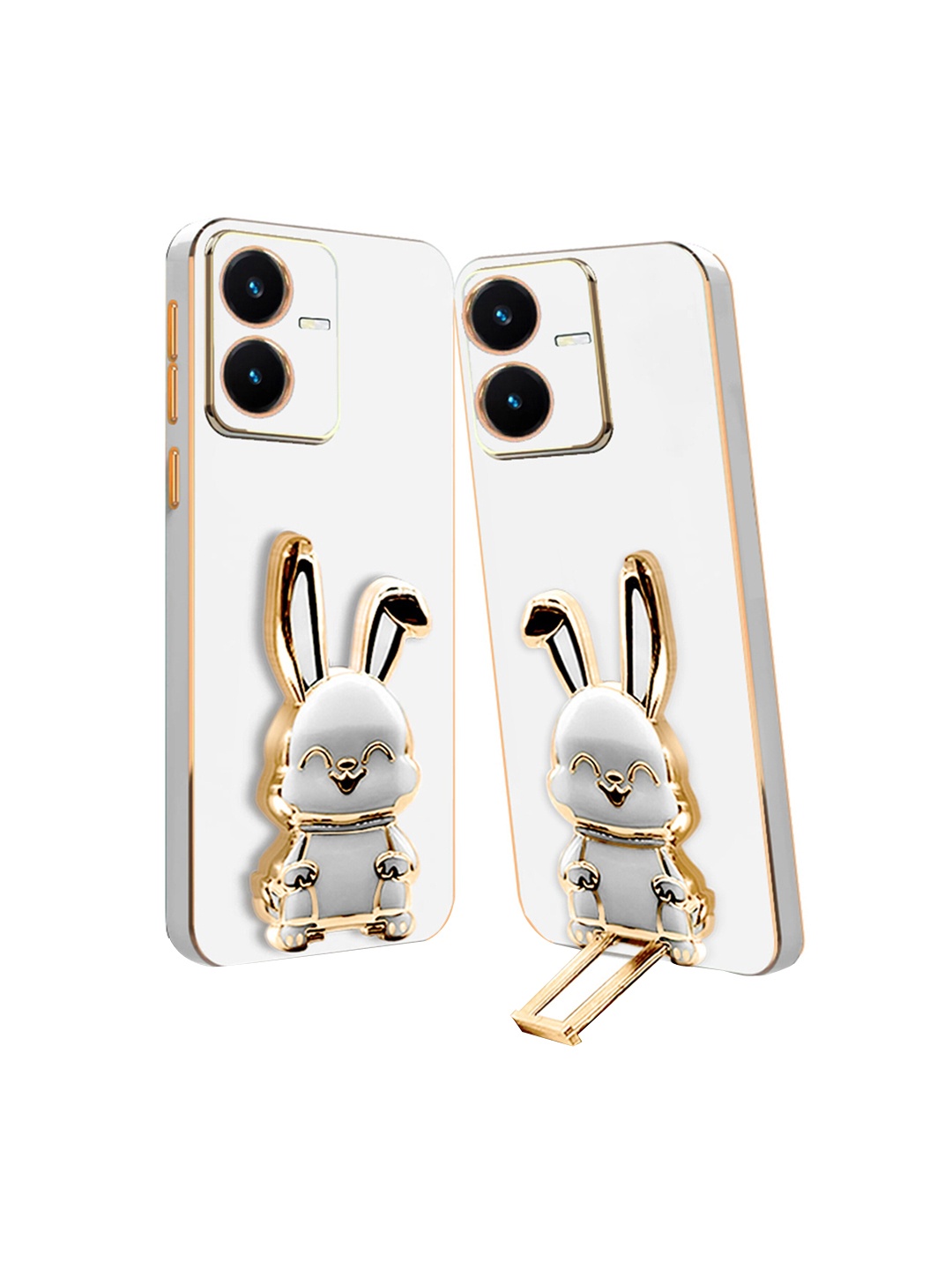 

Karwan 3D Bunny With Folding Stand Compatible For Vivo Y22S Back Cover Case, White