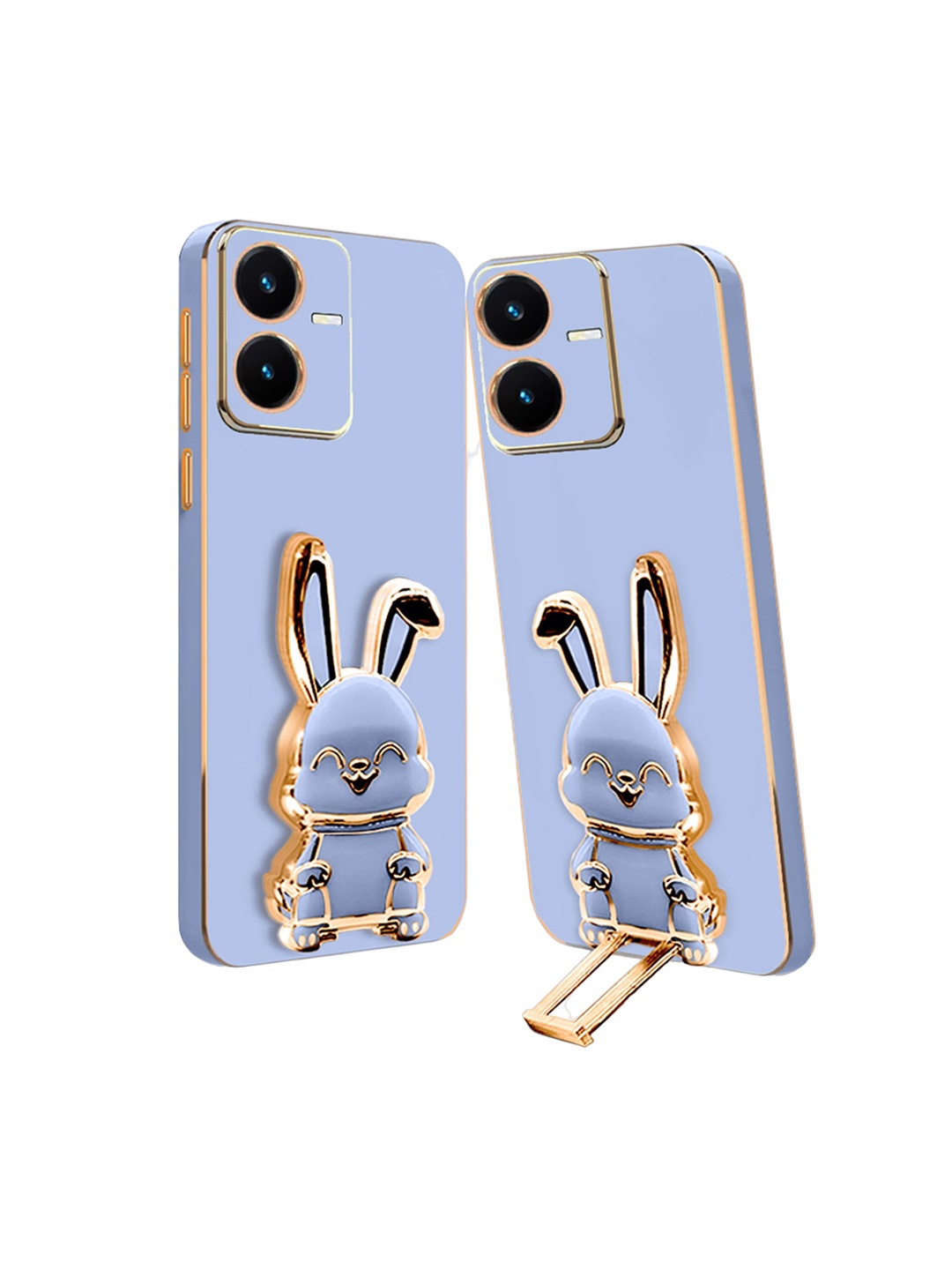 

Karwan Vivo Y22 Back Case With 3D Bunny Folding Stand, Blue