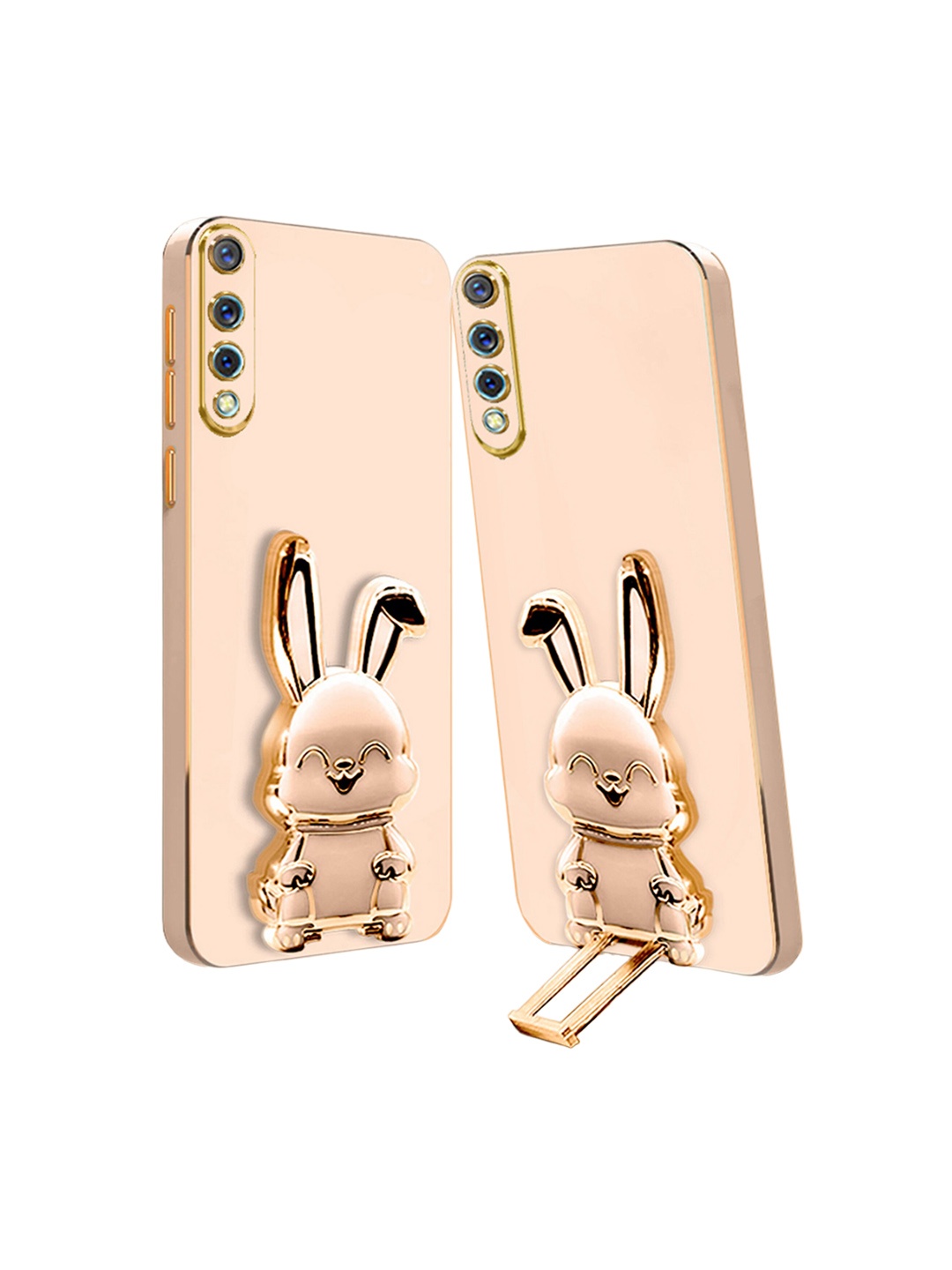 

Karwan 3D Bunny with Folding Stand Vivo S1 Back Cover Case, Pink