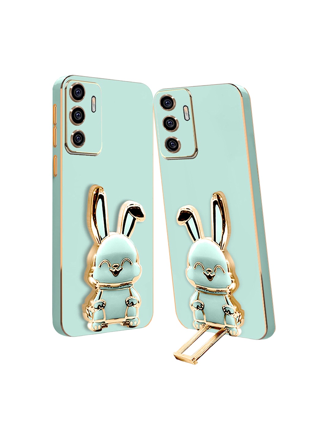 

Karwan Vivo V23E 5G Back Case With 3D Bunny Folding Stand, Green