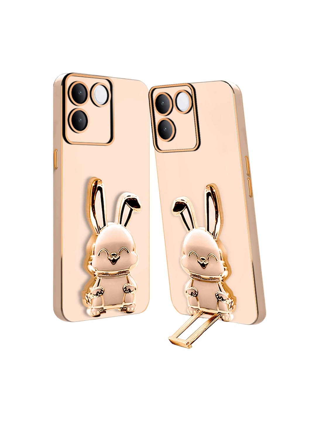 

Karwan Vivo T2 Pro Back Case With 3D Bunny Folding Stand, Pink
