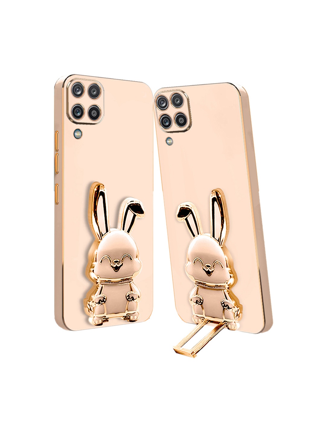 

Karwan 3D Bunny with Folding Stand Samsung A22 Back Cover Case, Pink