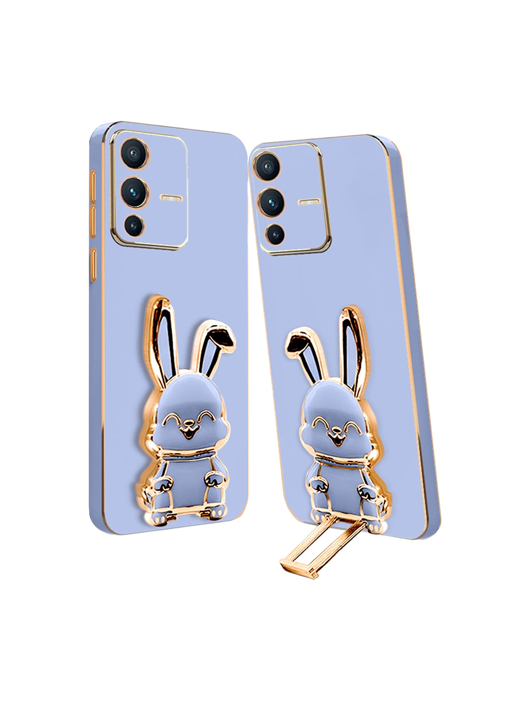 

Karwan Vivo V23 Back Case With 3D Bunny Folding Stand, Blue