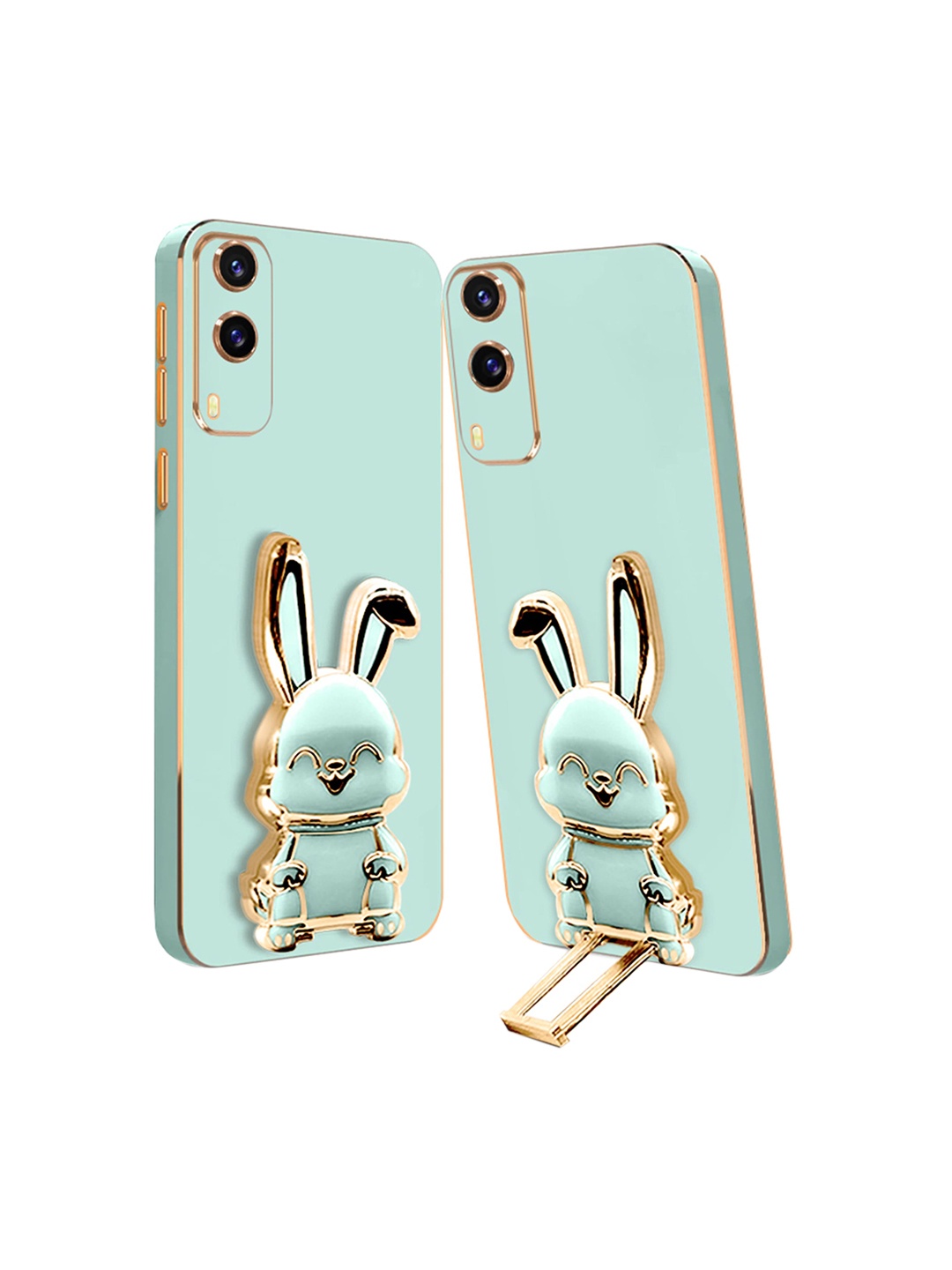 

Karwan Vivo V21E 5G Back Case With 3D Bunny Folding Stand, Green