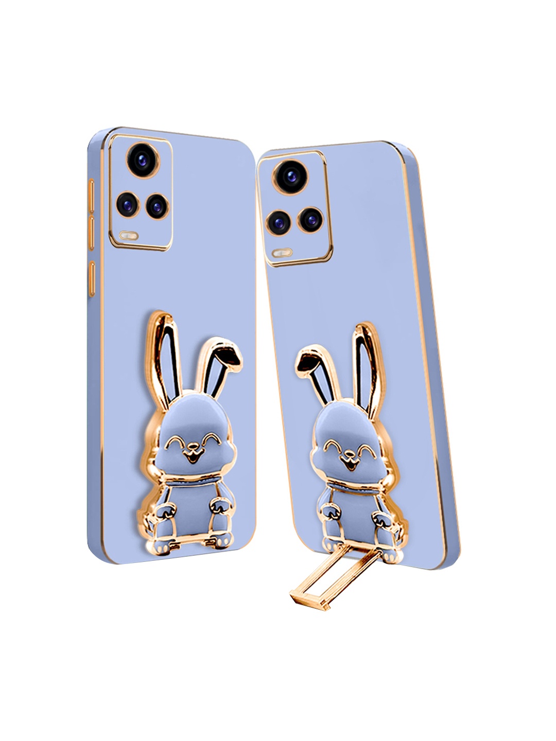 

Karwan Vivo V21E 4G Back Case With 3D Bunny Folding Stand, Blue