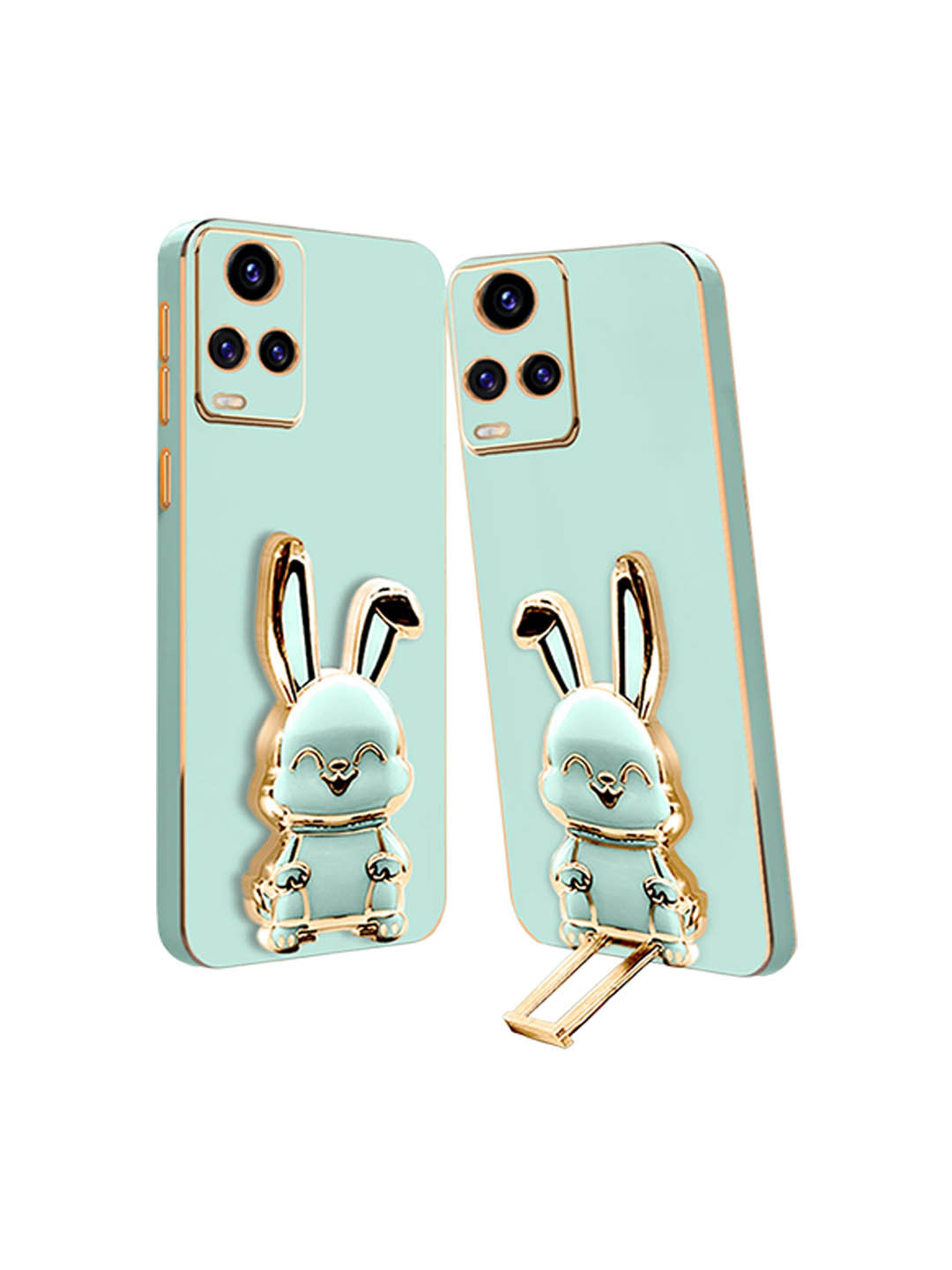 

Karwan Vivo V20 4G Back Case With 3D Bunny Folding Stand, Green